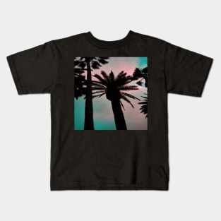 Palm Trees Looking up in a Cotton Candy Sky Kids T-Shirt